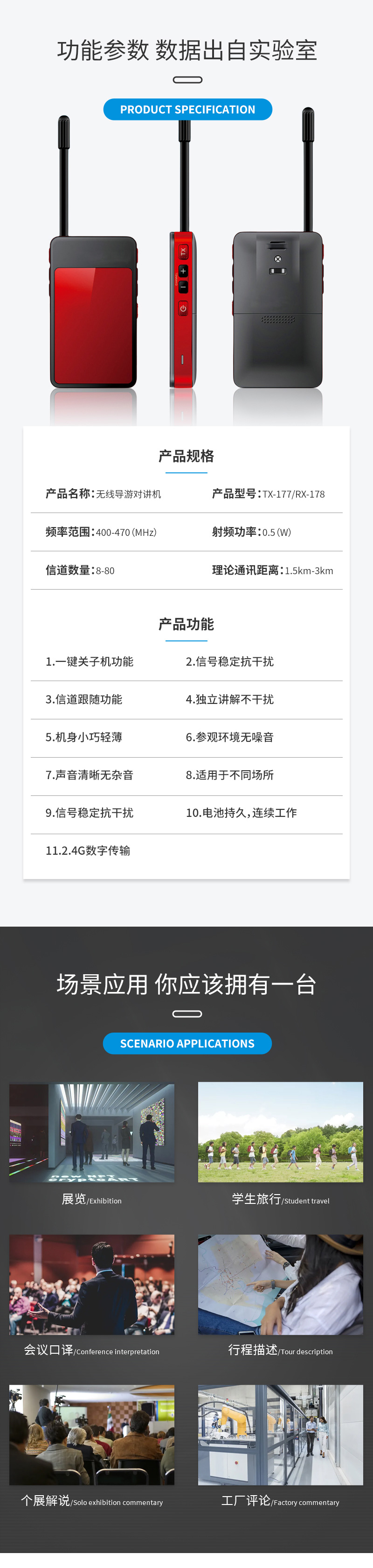 无线导游对讲机 TX-177IRX-178